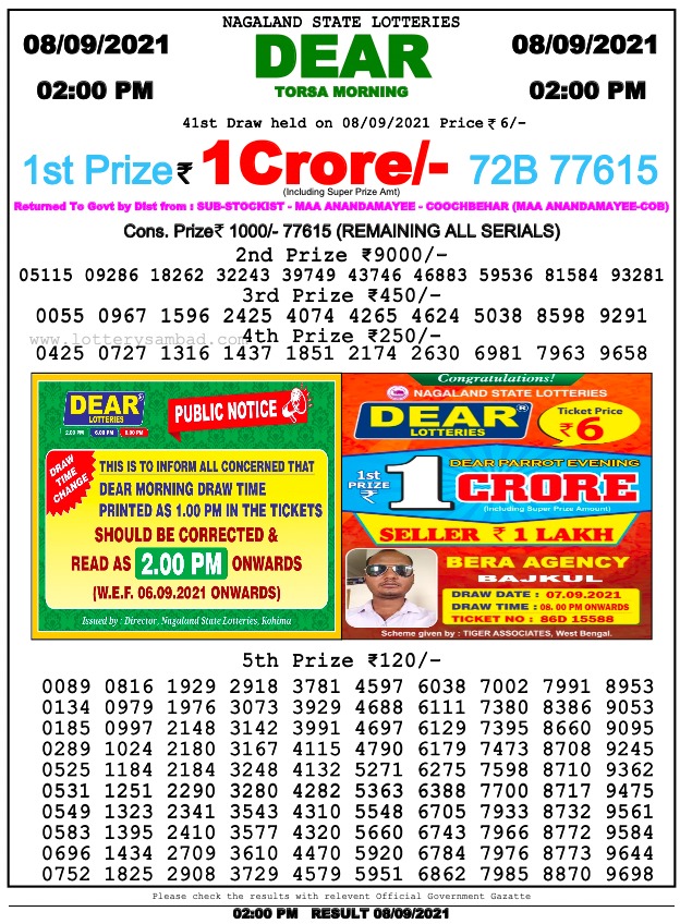 dear lottery nagaland statse 2 pm 08-09-2021